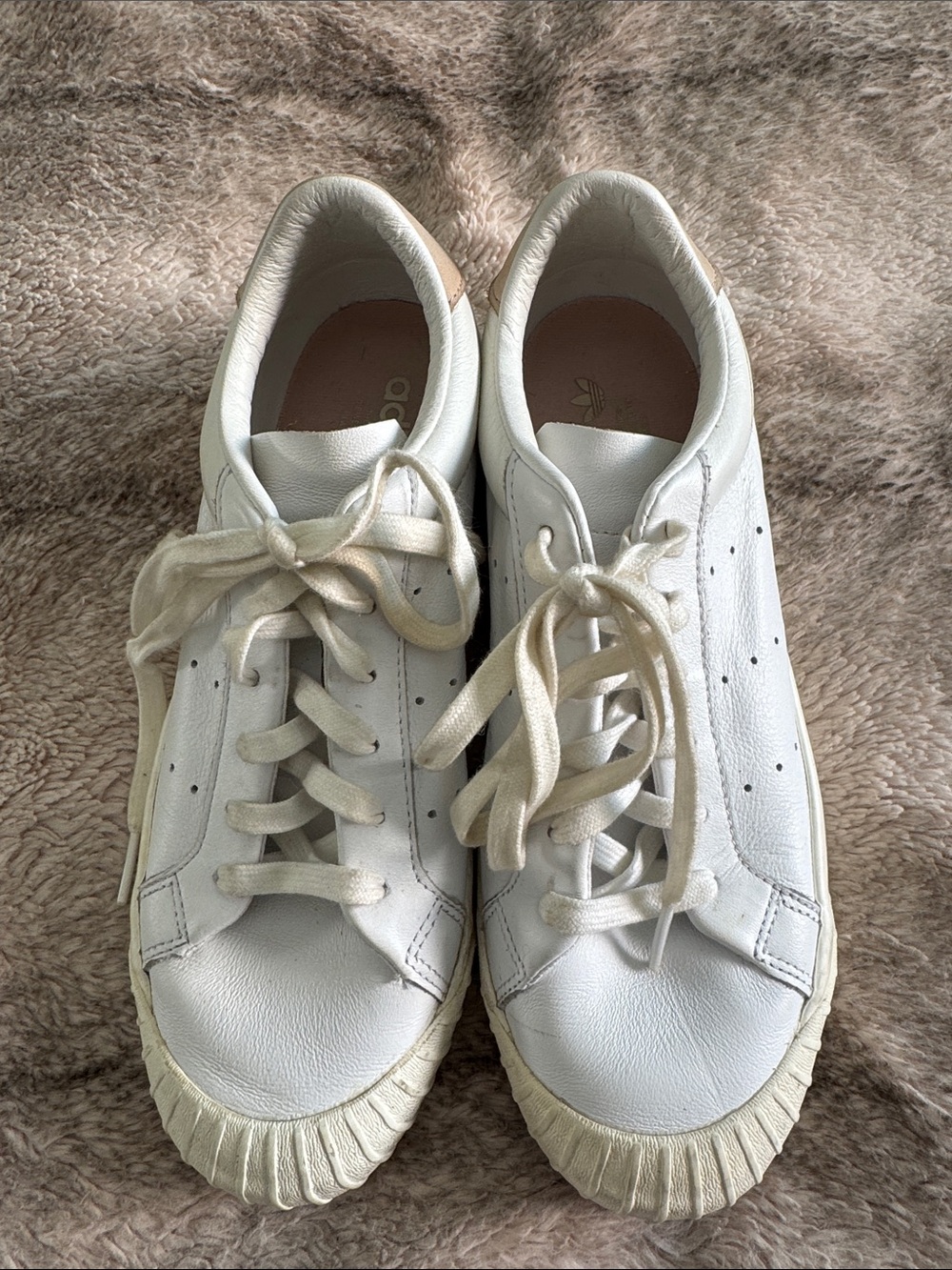 adidas White Leather Sneakers with Cream Soles